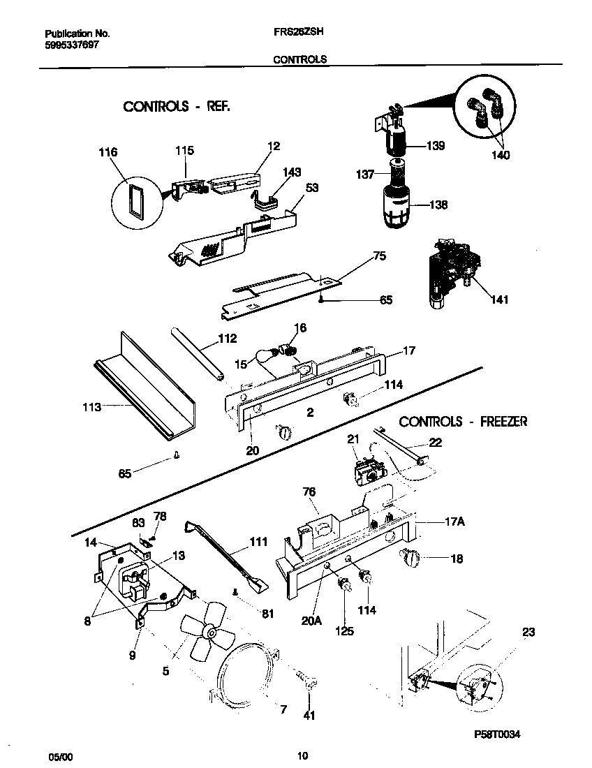 Frigidaire FRS26ZSHB3 controls diagram