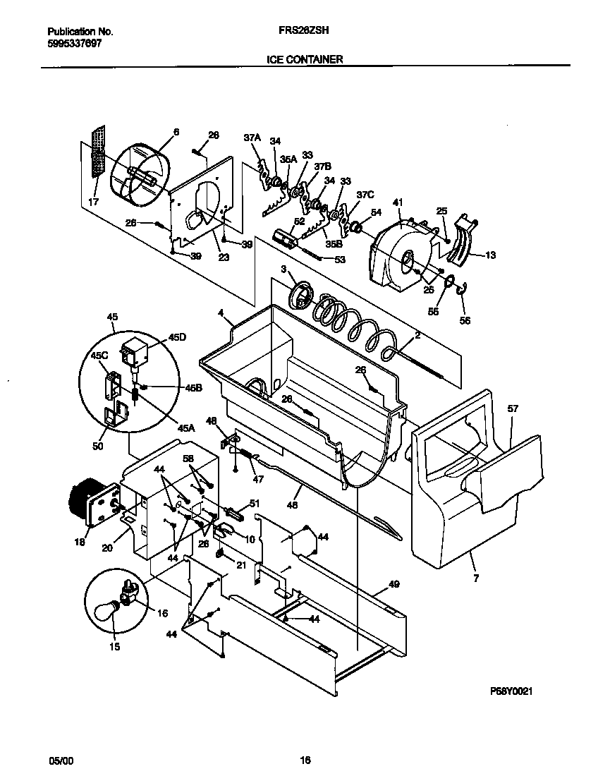 Frigidaire FRS26ZSHB3 ice container diagram