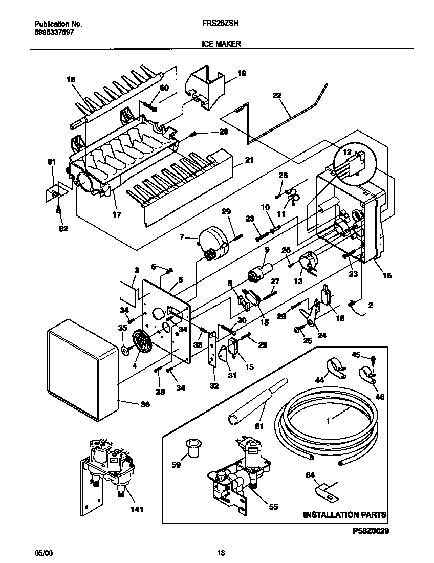 Frigidaire FRS26ZSHB3 ice maker diagram