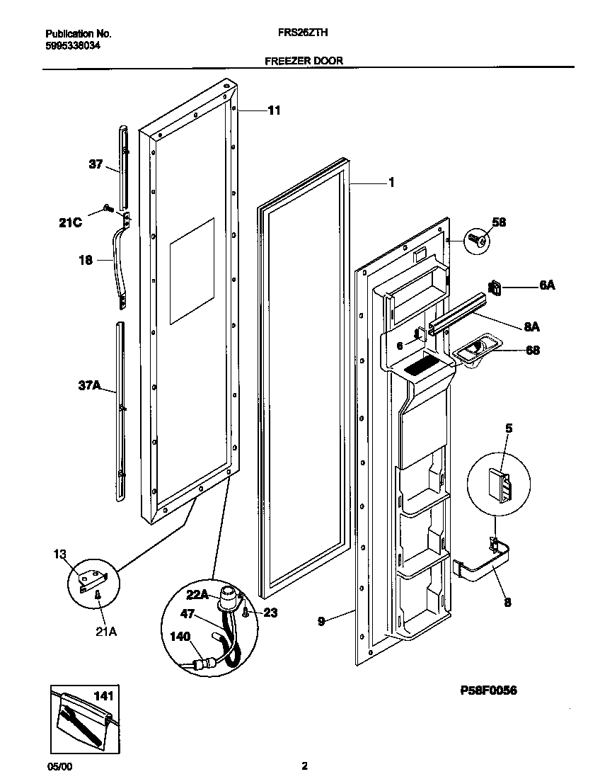 Frigidaire FRS26ZTHD3 frz door diagram