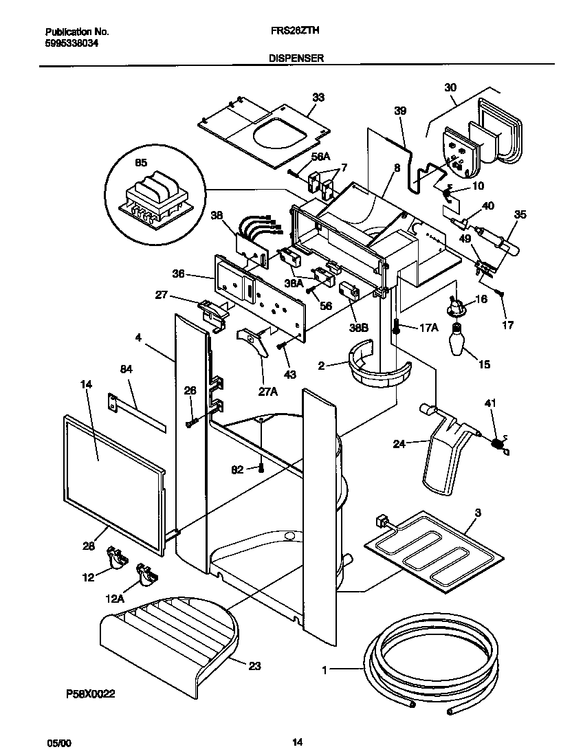 Frigidaire FRS26ZTHD3 i&w dispenser diagram