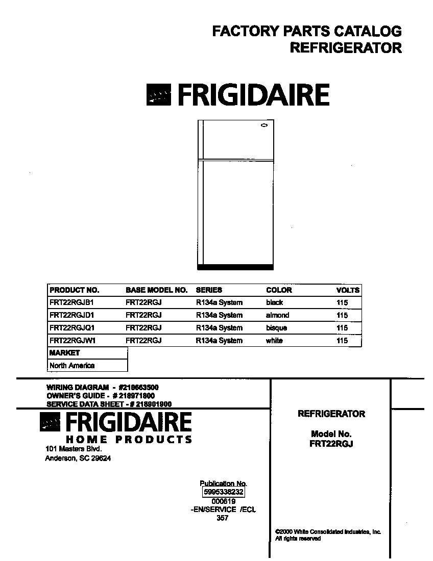 Frigidaire FRT22RGJD1 cover diagram