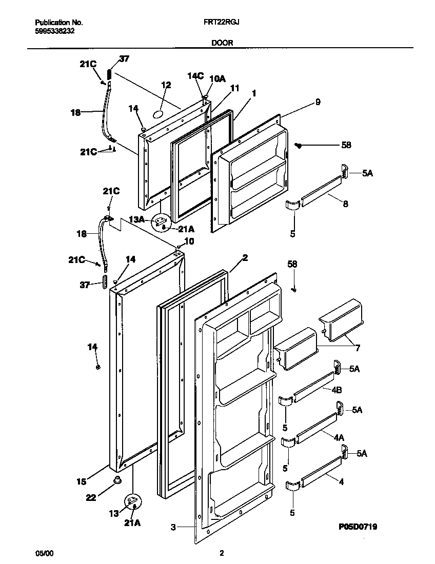 Frigidaire FRT22RGJD1 door diagram