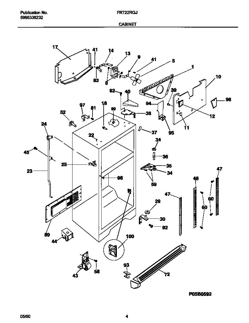Frigidaire FRT22RGJD1 cabinet diagram