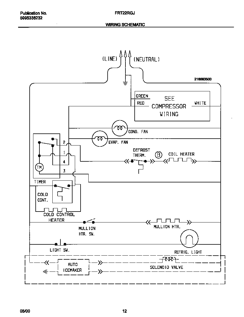 Frigidaire FRT22RGJD1 wiring schematic diagram