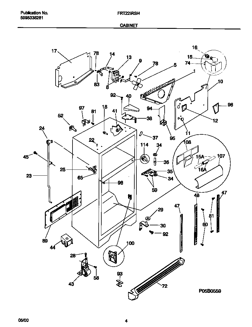 Frigidaire FRT22IRSHK3 cabinet diagram