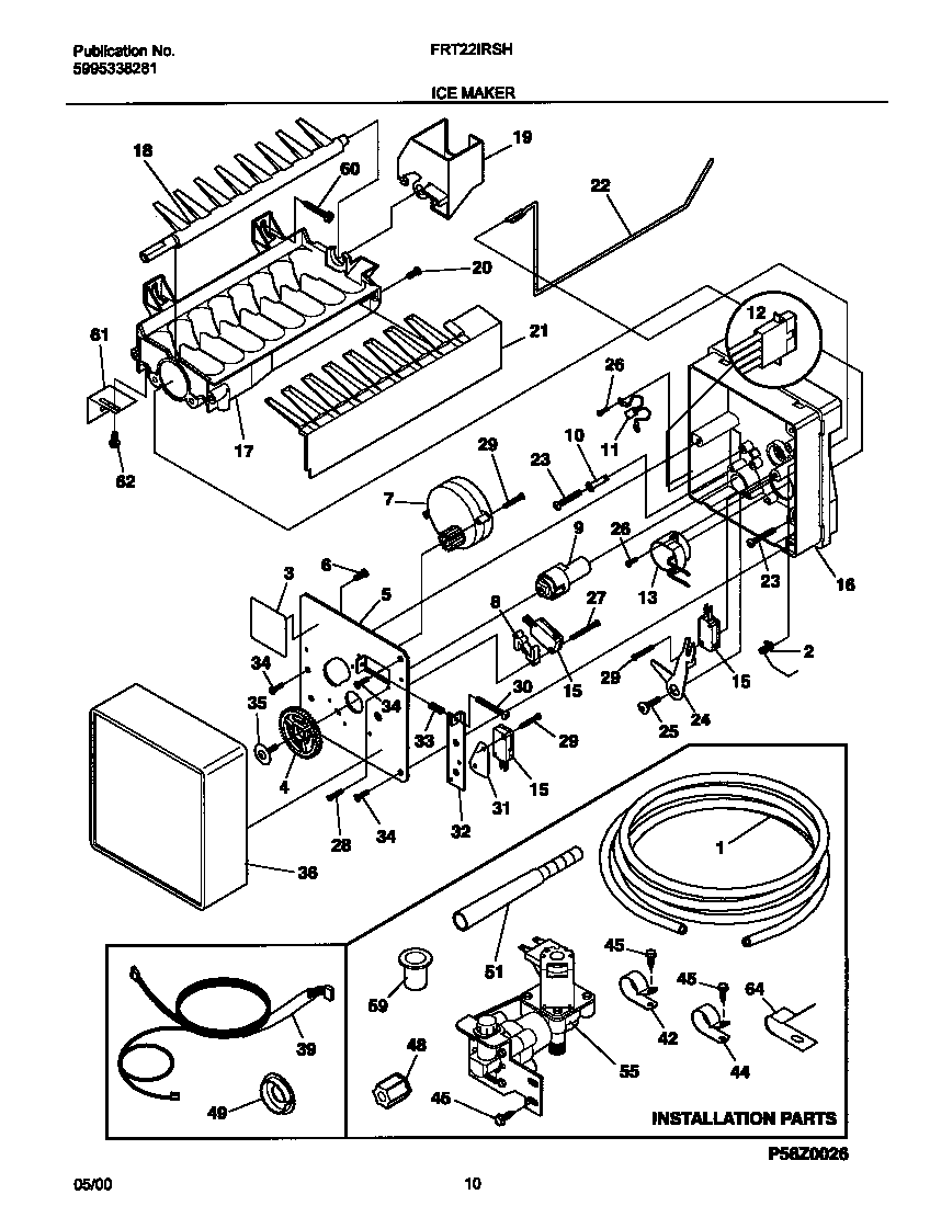 Frigidaire FRT22IRSHK3 ice maker diagram