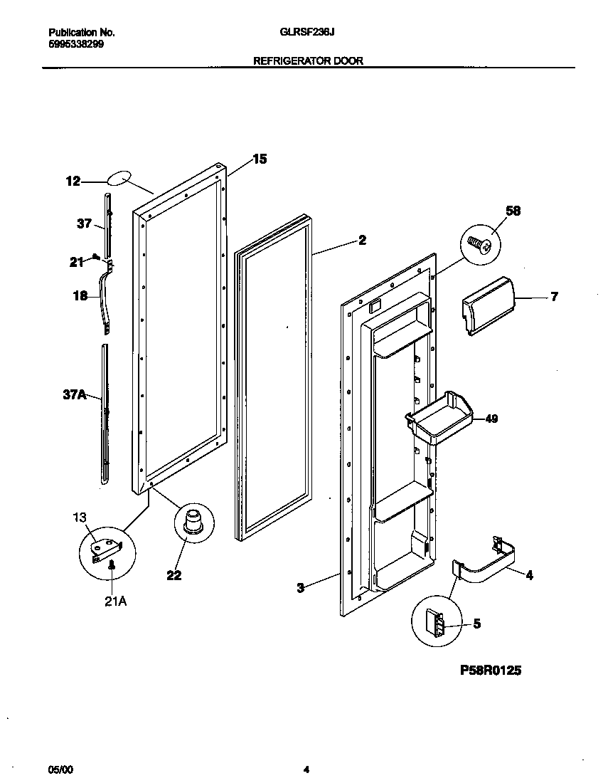 Frigidaire GLRSF236JW0 ref door diagram