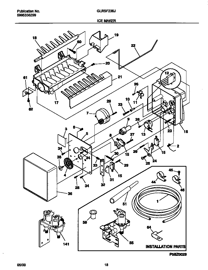 Frigidaire GLRSF236JW0 ice maker diagram
