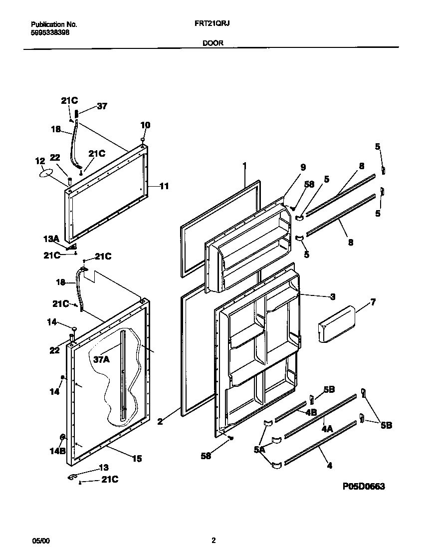 Frigidaire FRT21QRJY2 door diagram