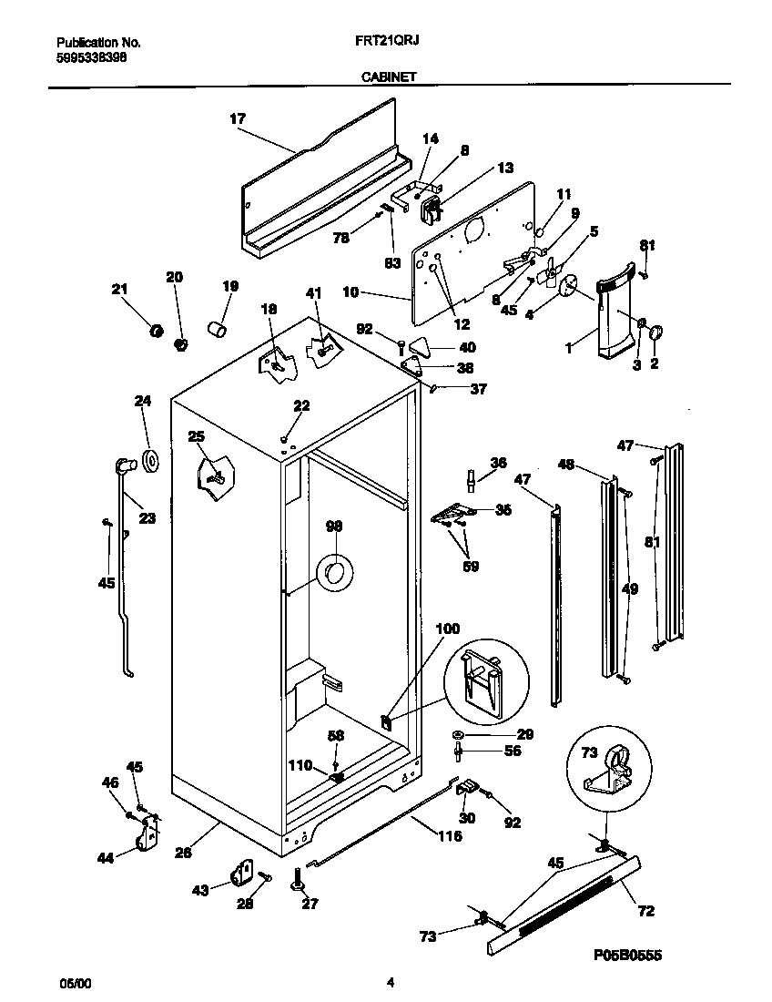 Frigidaire FRT21QRJY2 cabinet diagram
