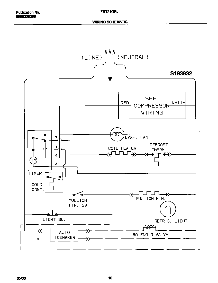 Frigidaire FRT21QRJY2 wiring schematic diagram