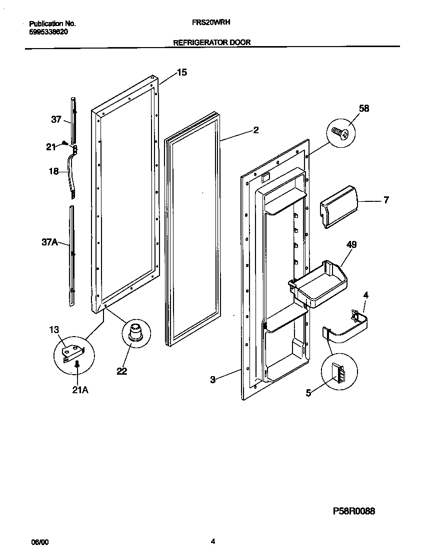 Frigidaire FRS20WRHD5 ref door diagram