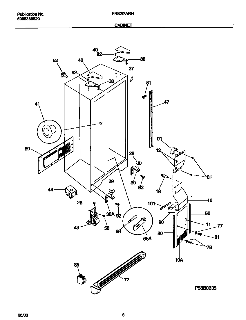 Frigidaire FRS20WRHD5 cabinet diagram