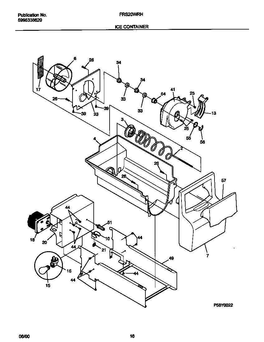 Frigidaire FRS20WRHD5 ice container diagram