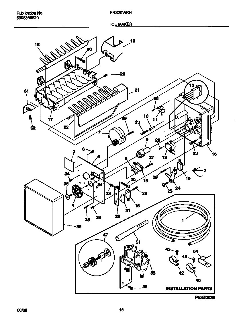 Frigidaire FRS20WRHD5 ice maker diagram