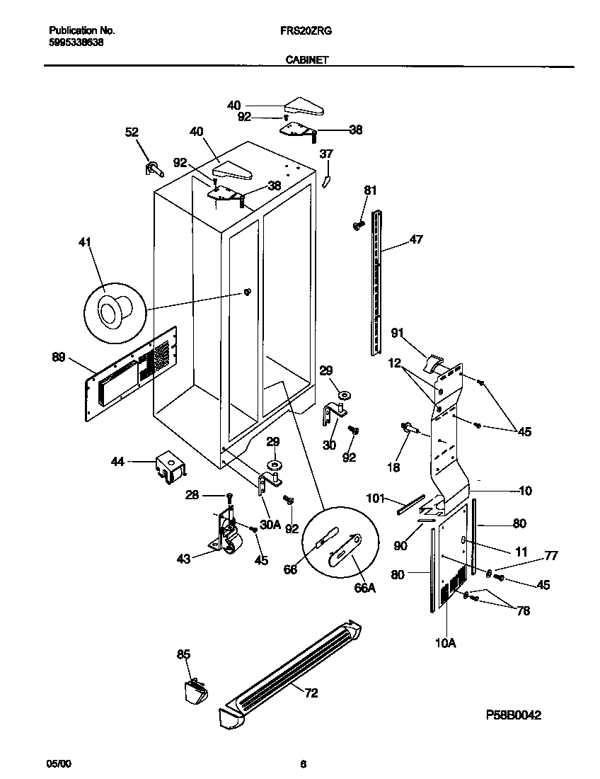 Frigidaire FRS20ZRGD7 cabinet diagram