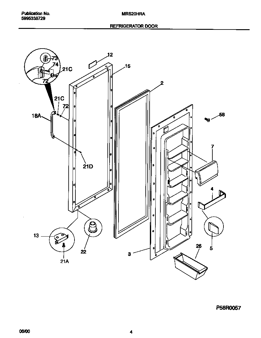 Universal/Multiflex (Frigidaire) MRS20HRAWC ref door diagram
