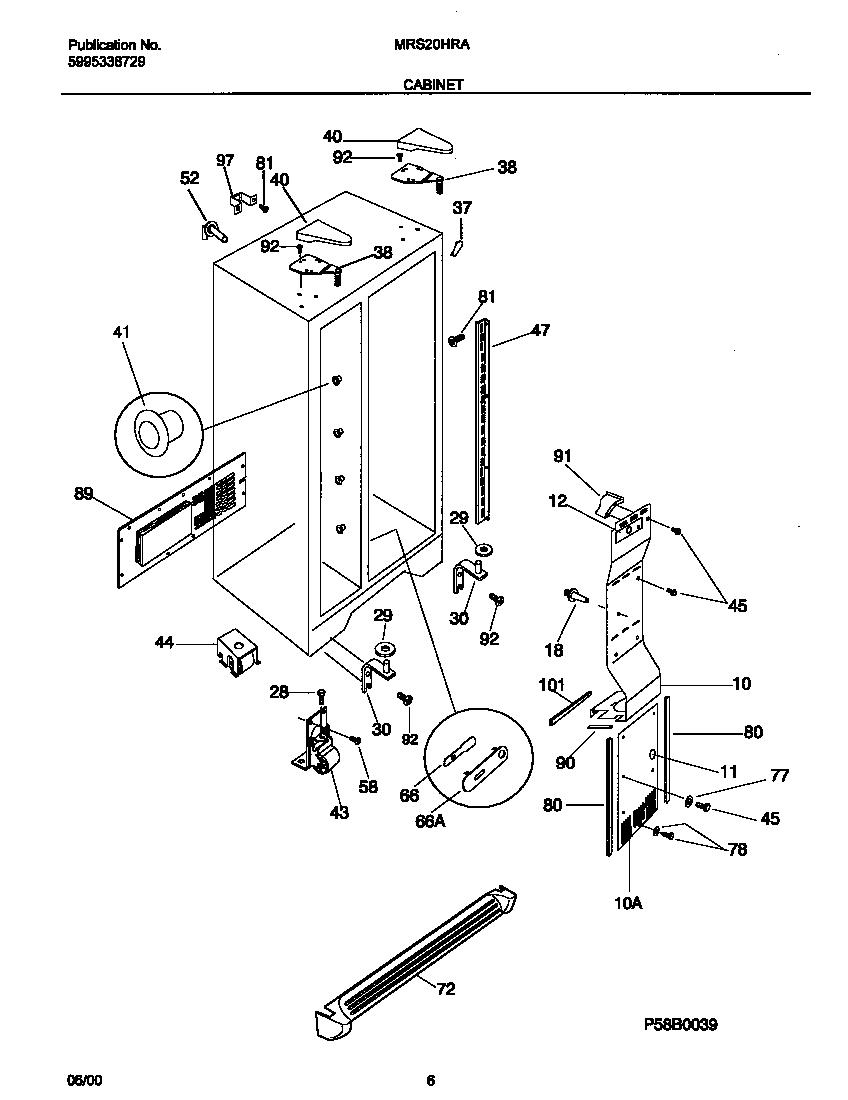 Universal/Multiflex (Frigidaire) MRS20HRAWC cabinet diagram