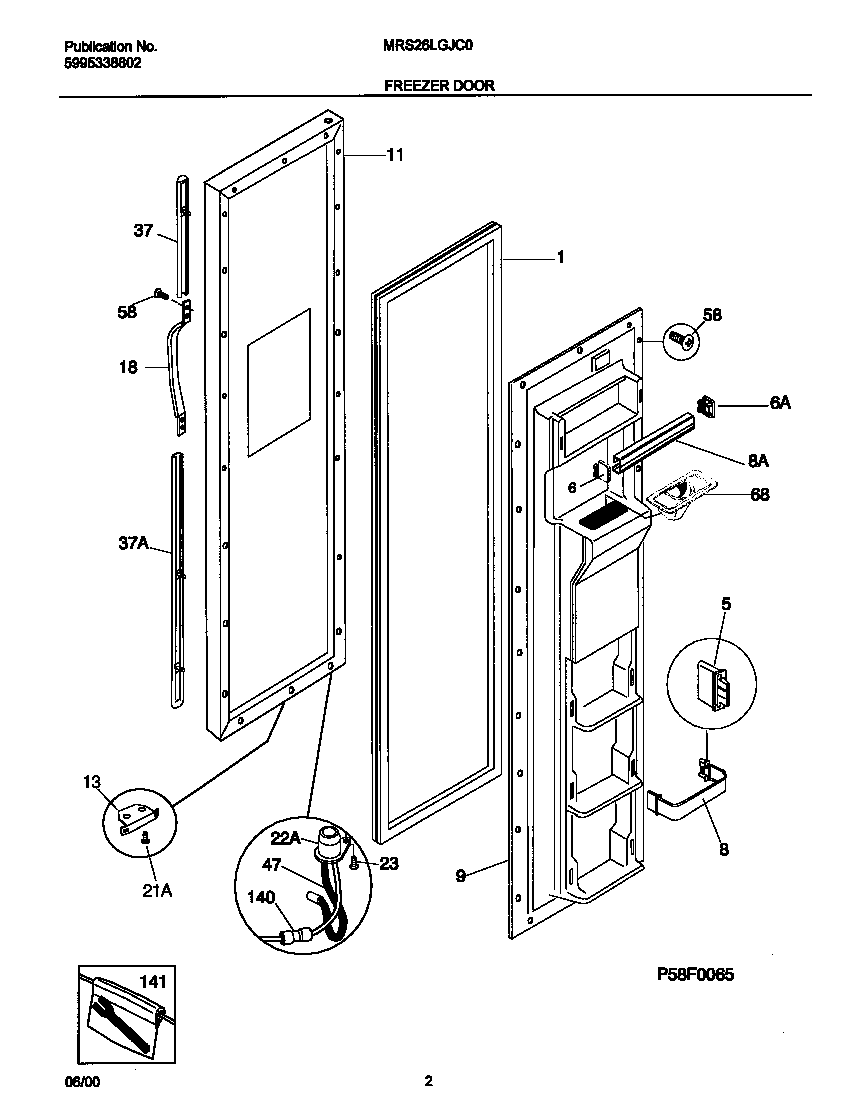 Universal/Multiflex (Frigidaire) MRS26LGJC0 frz door diagram