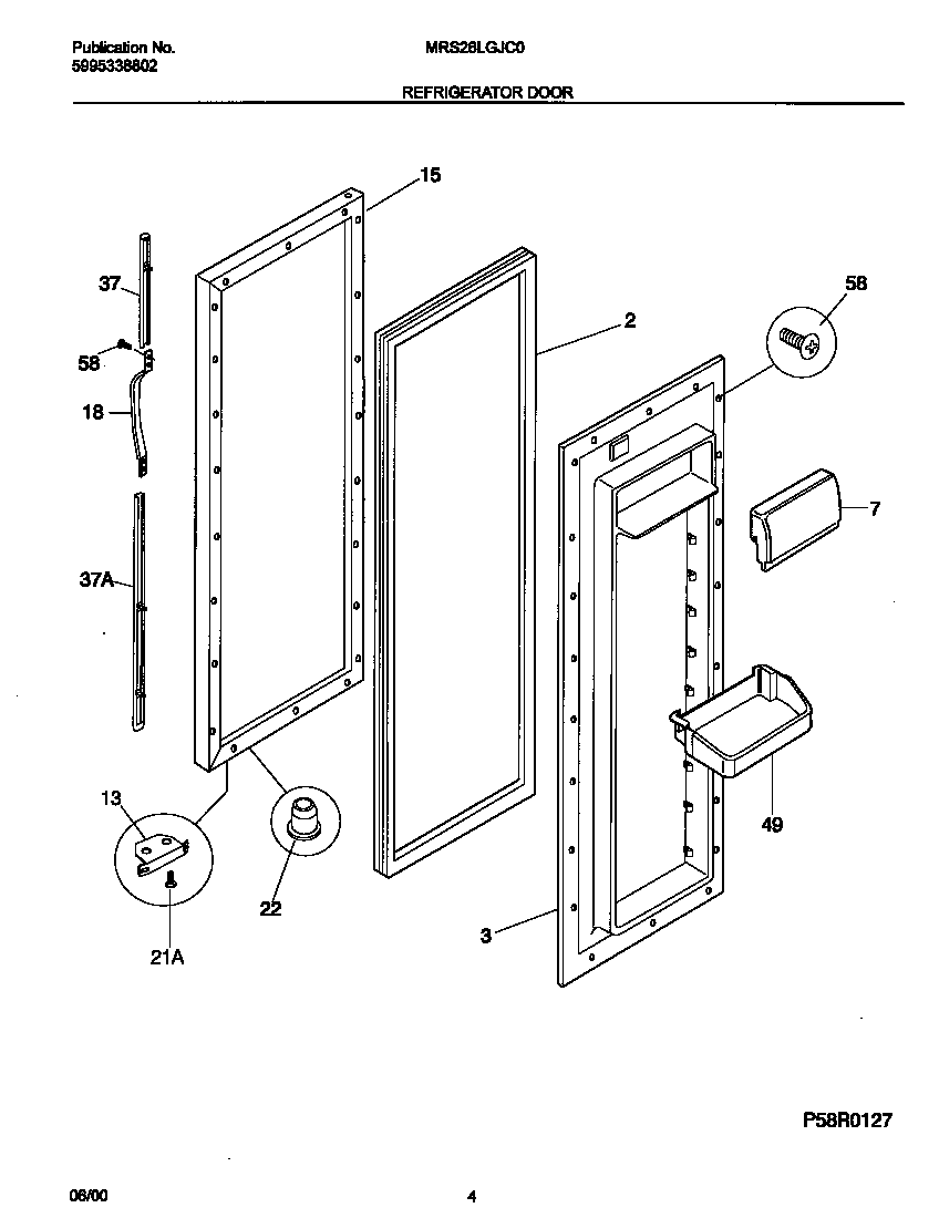 Universal/Multiflex (Frigidaire) MRS26LGJC0 ref door diagram