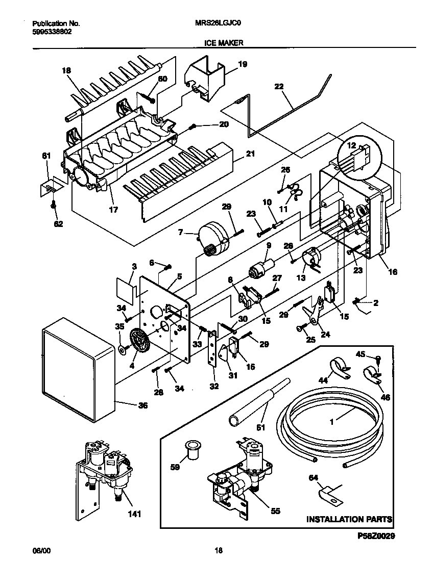 Universal/Multiflex (Frigidaire) MRS26LGJC0 ice maker diagram