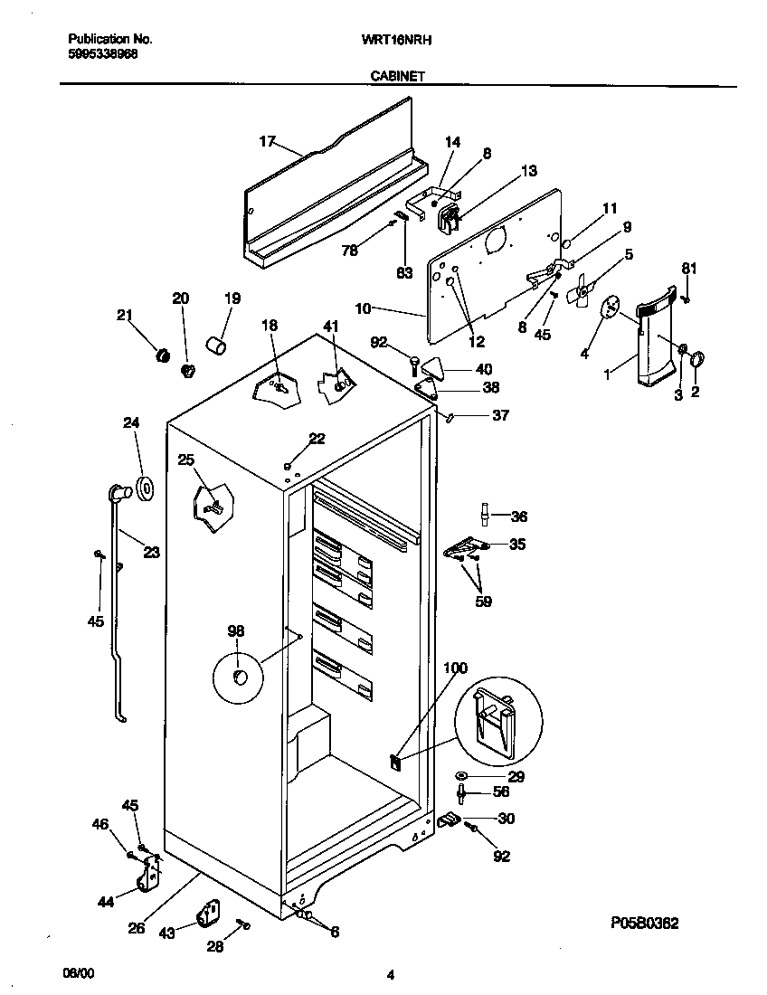 White-Westinghouse WRT16NRHD4 cabinet diagram