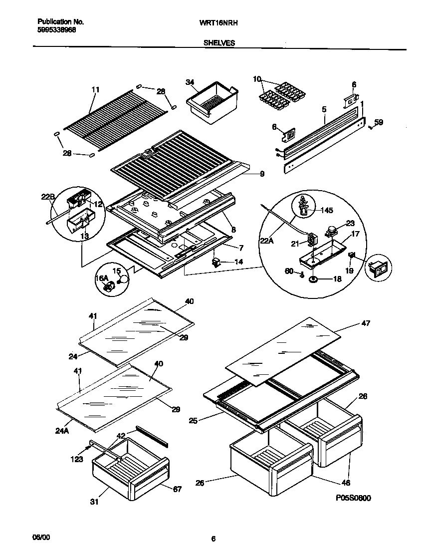 White-Westinghouse WRT16NRHD4 shelves diagram
