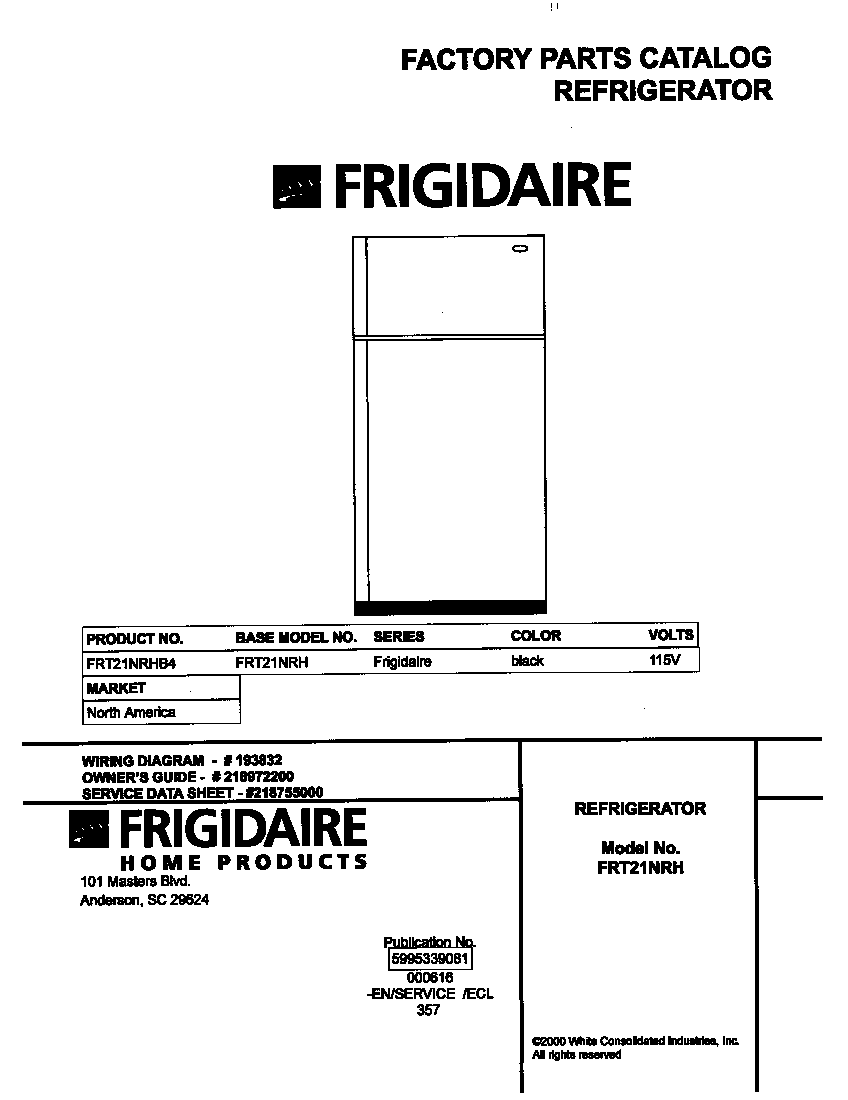 Frigidaire FRT21NRHB4 cover diagram