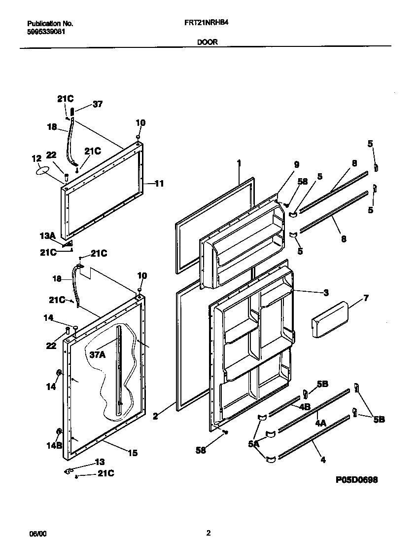 Frigidaire FRT21NRHB4 door diagram