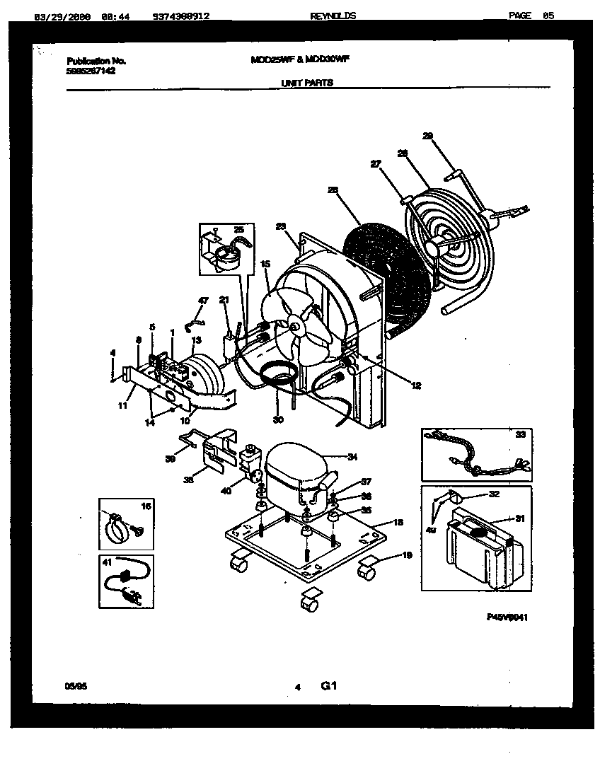Frigidaire MDD50WF1 unit p45v0041 diagram