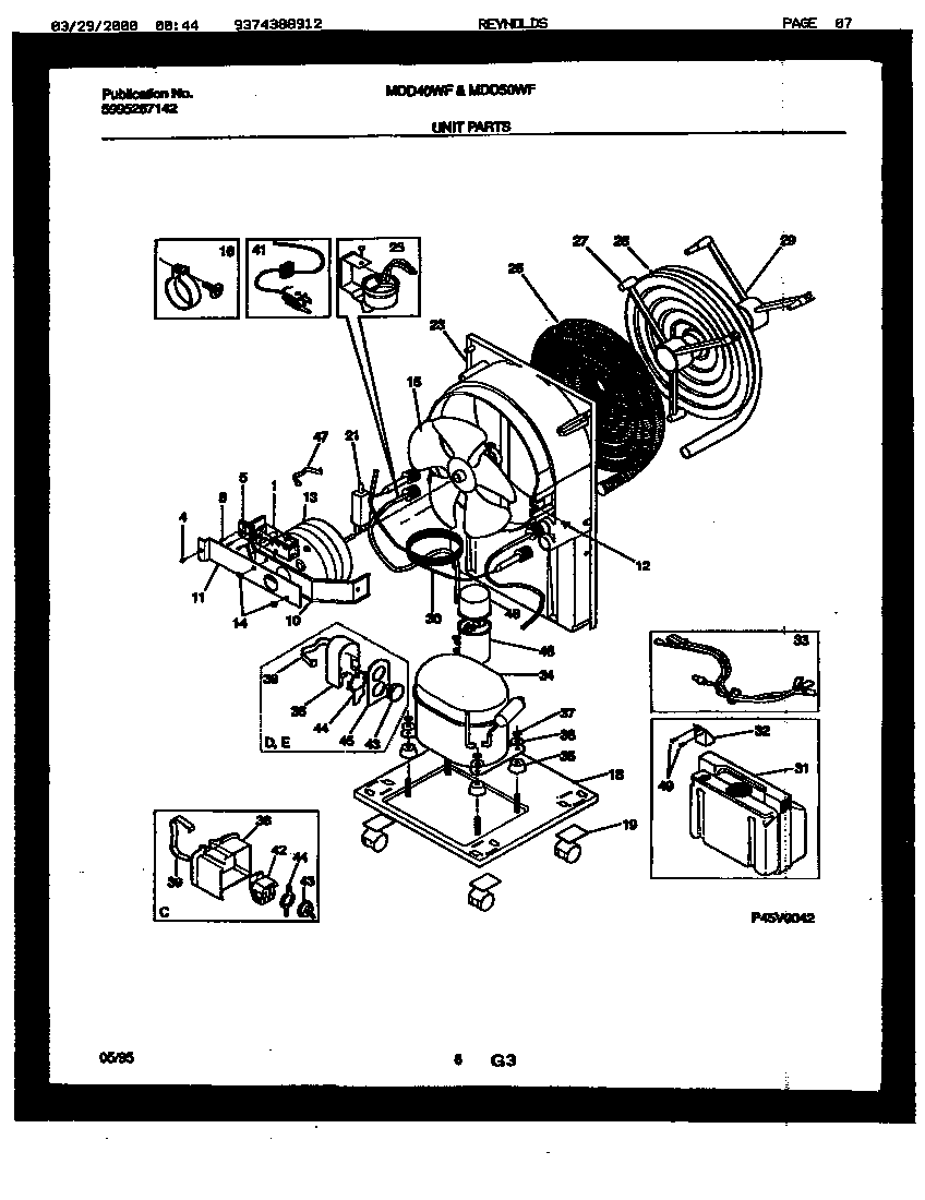 Frigidaire MDD50WF1 unit p45v0042 diagram
