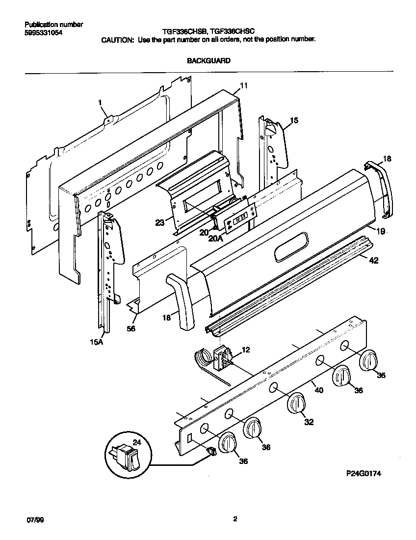 Tappan TGF336CHSB backguard diagram