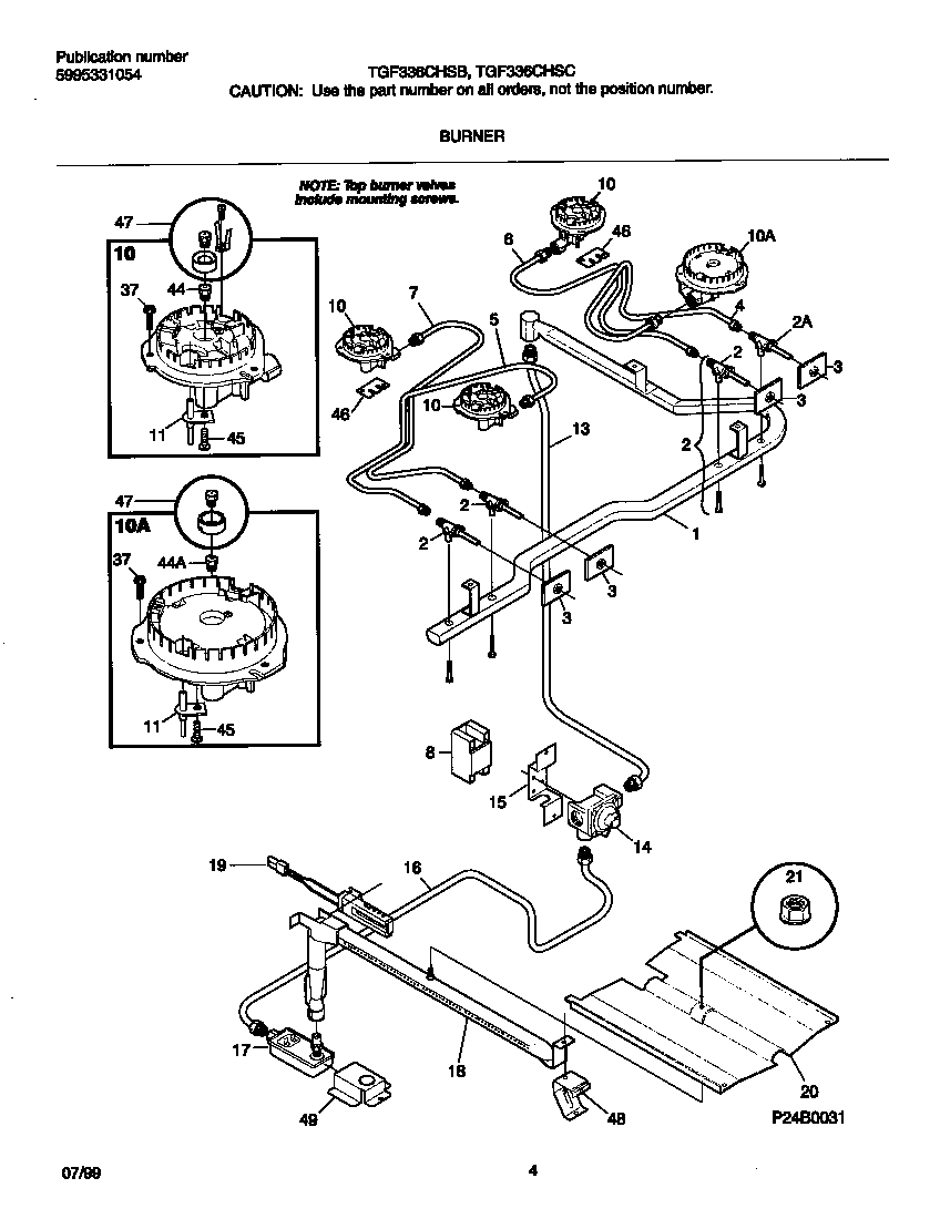 Tappan TGF336CHSB burner diagram