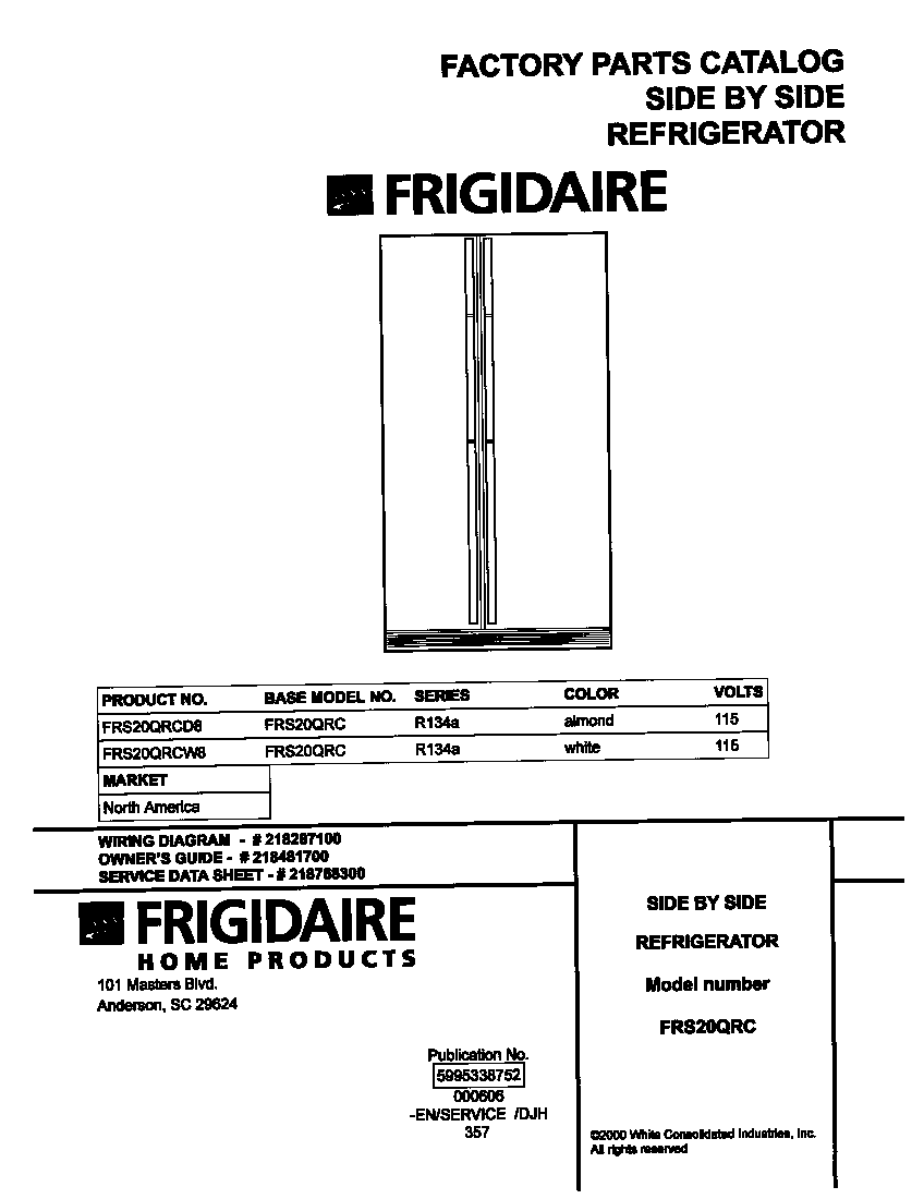 Frigidaire FRS20QRCW8 cover diagram