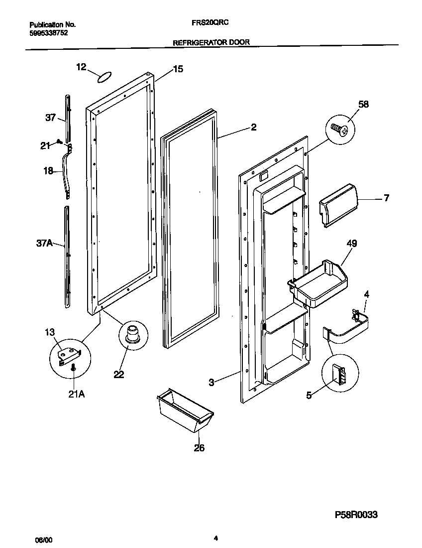 Frigidaire FRS20QRCW8 refr door diagram