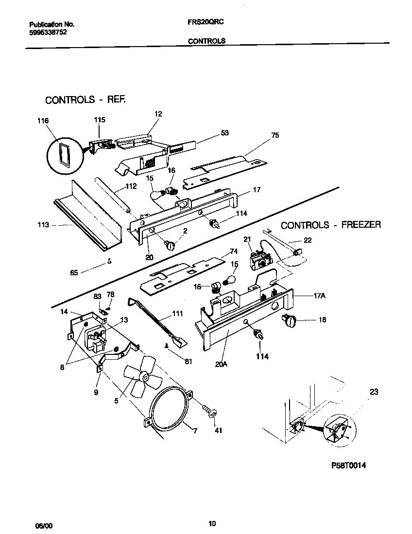 Frigidaire FRS20QRCW8 controls diagram