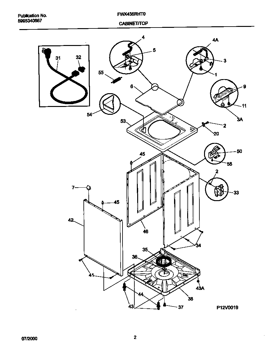 Frigidaire FWX435RHT0 wshr cab,top diagram