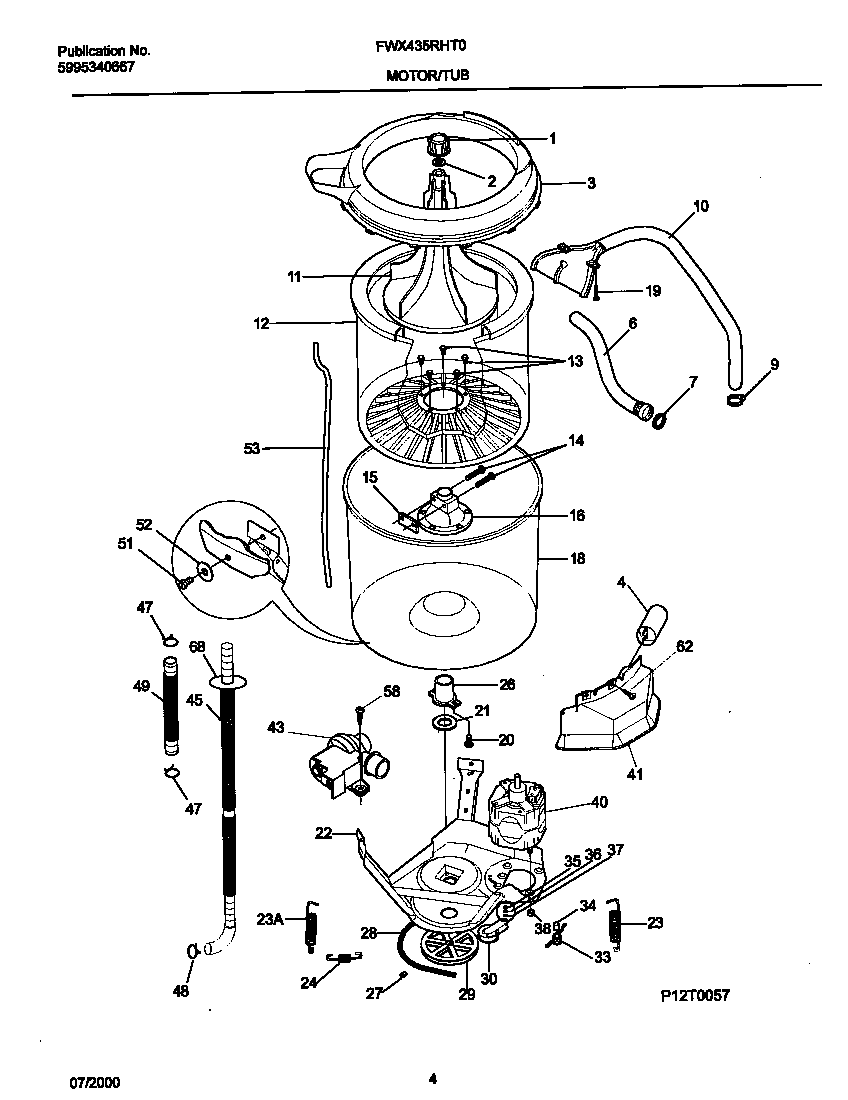 Frigidaire FWX435RHT0 wshr mtr,hose diagram