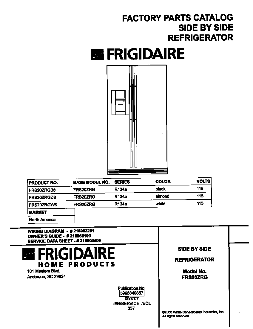 Frigidaire FRS20ZRGD8 cover diagram