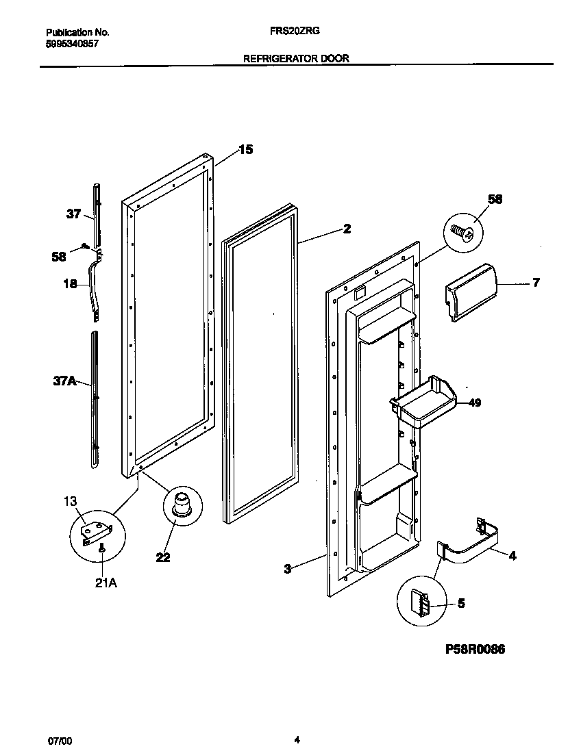 Frigidaire FRS20ZRGD8 refdoor diagram
