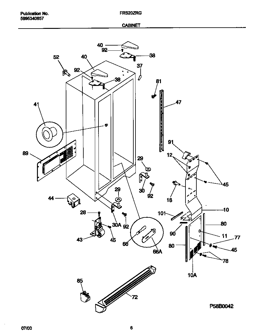 Frigidaire FRS20ZRGD8 cabinet diagram
