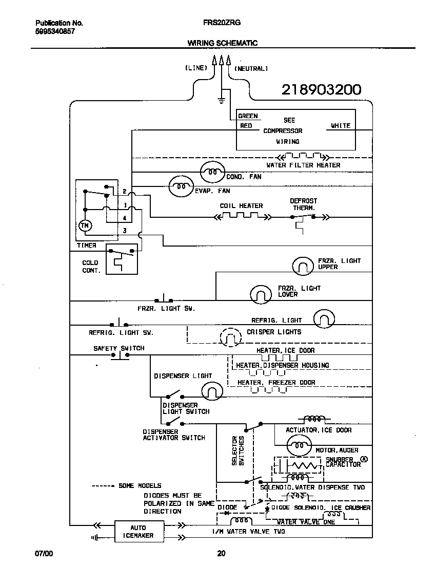 Frigidaire FRS20ZRGD8 wiring schematic diagram