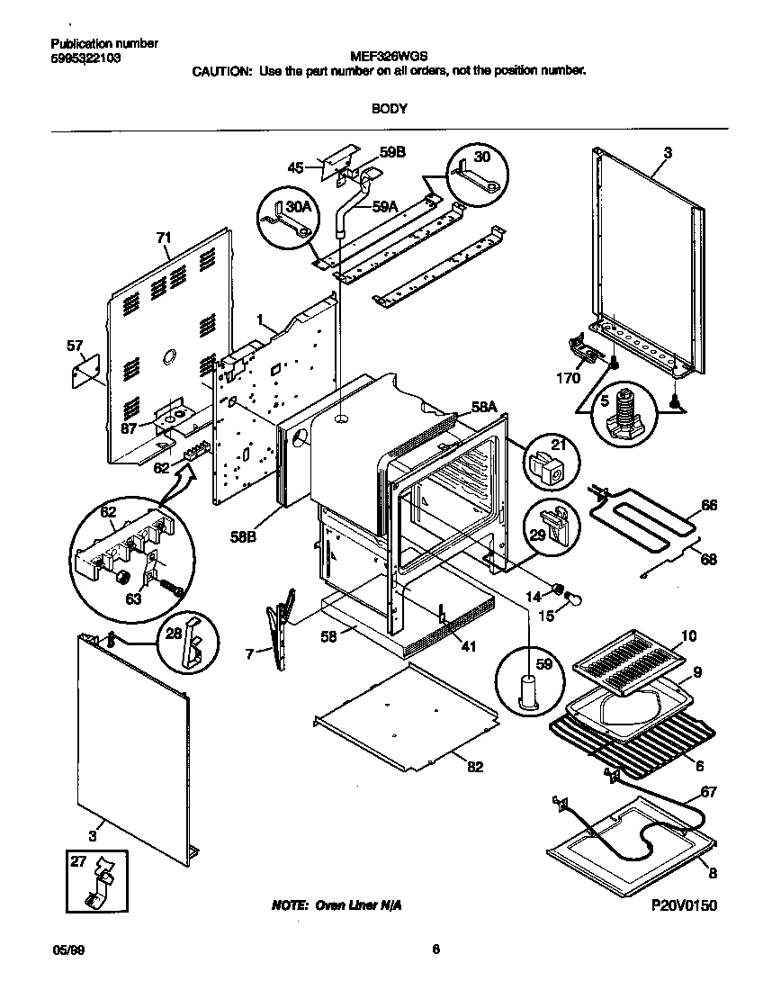 Frigidaire MEF326WGSB body diagram