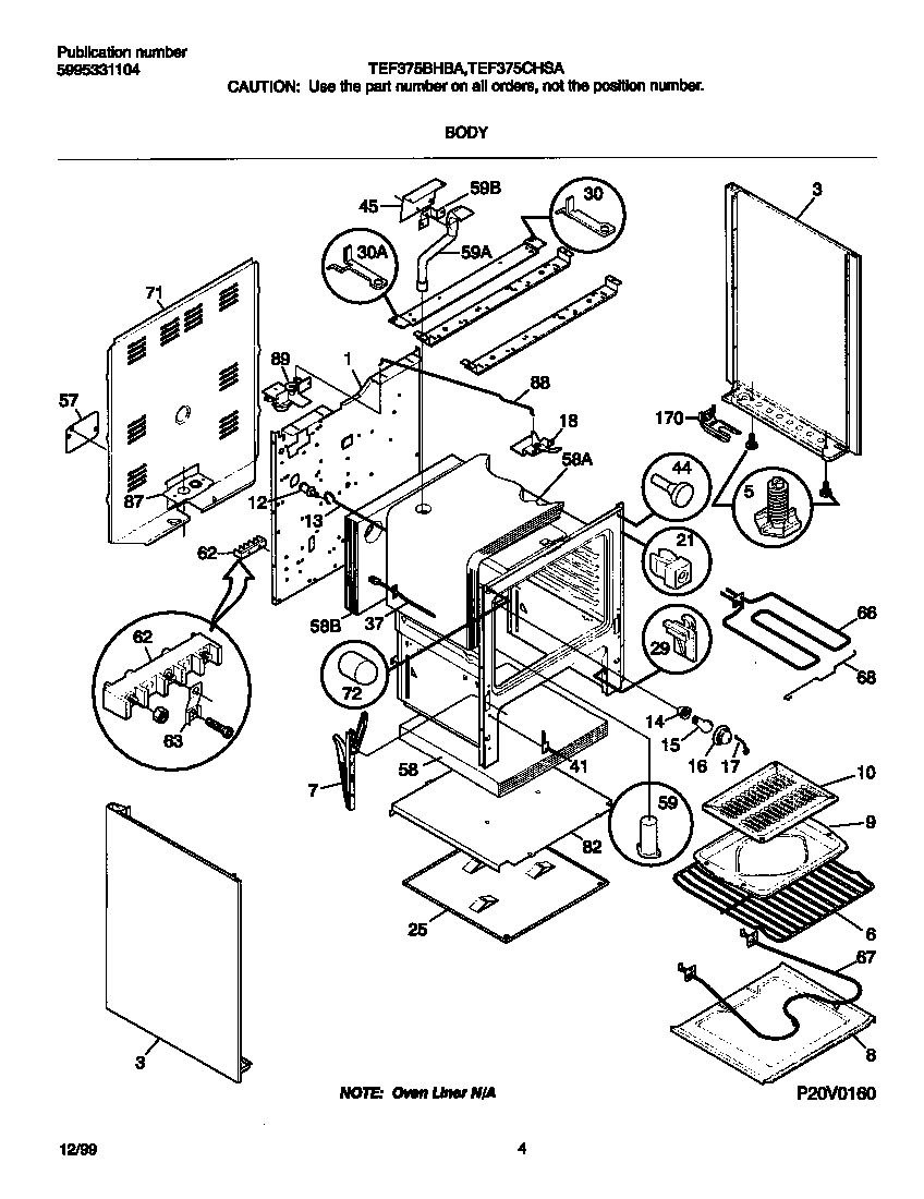Tappan TEF375CHSA body diagram
