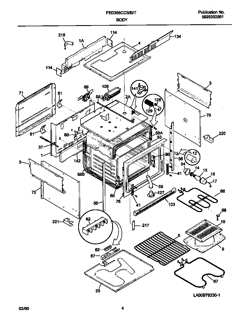 Frigidaire FED355CCSI body diagram