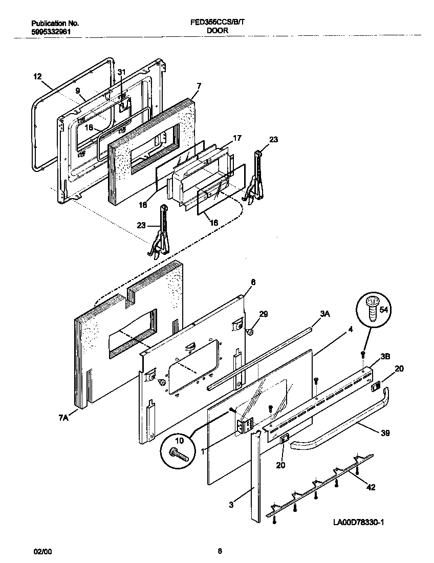 Frigidaire FED355CCSI door diagram