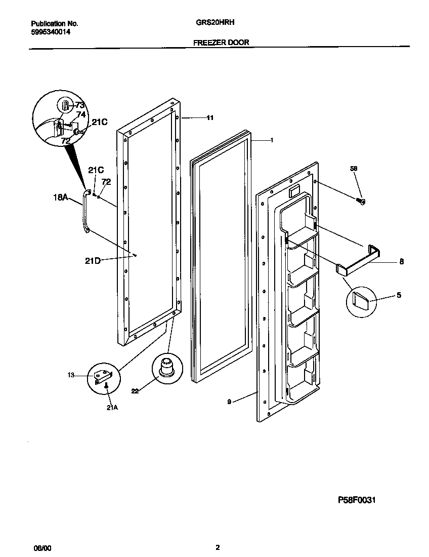 Gibson GRS20HRHD3 frzr door diagram