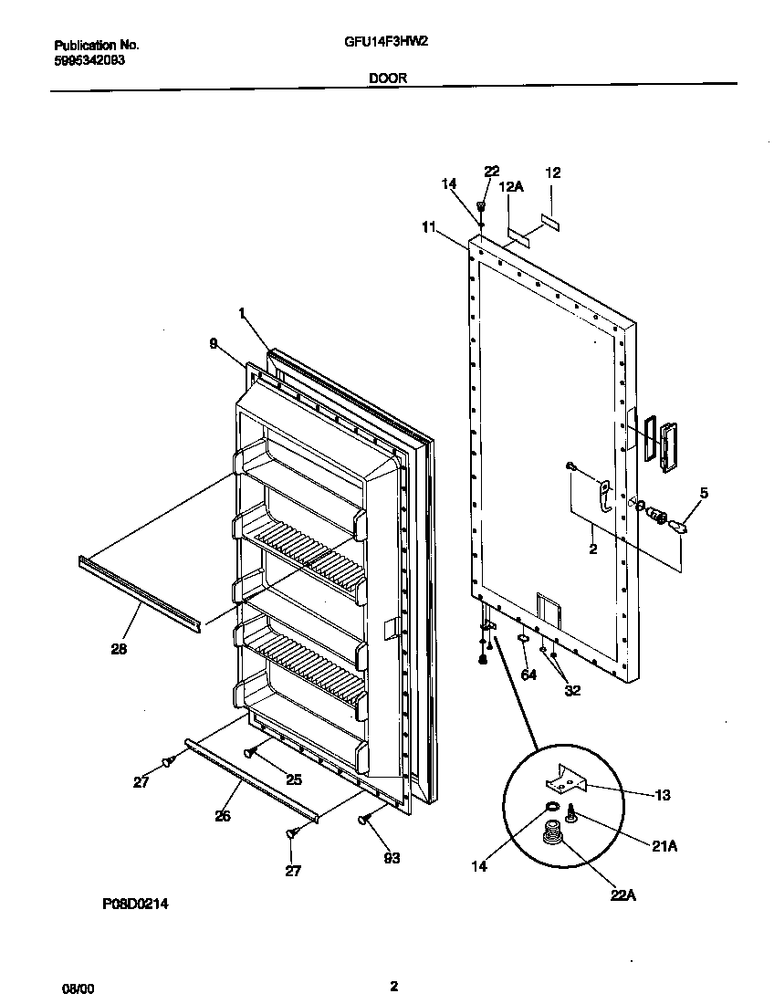 Gibson GFU14F3HW2 door diagram