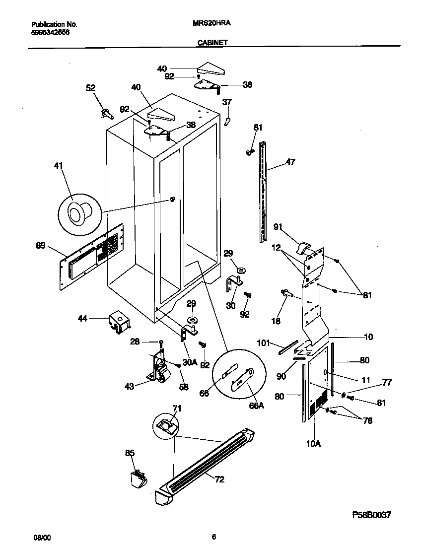 Universal/Multiflex (Frigidaire) MRS20HRADD cabinet diagram